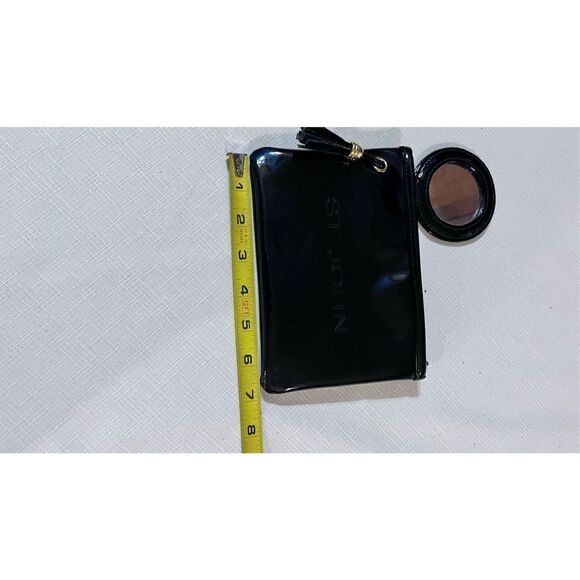 ST. JOHN BLACK PATENT AND LEATHER WALLET COSMETIC BAG - Picture 7 of 8